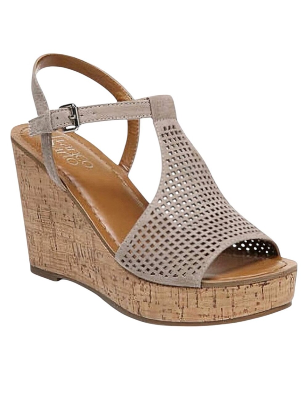 Franco Sarto Perforated Clinton 2 Cork Wedge Heels - Size 10 Womens